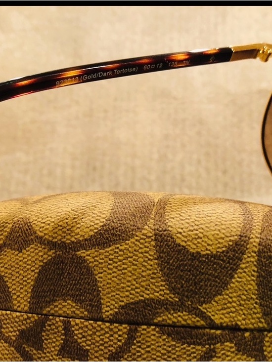New Coach Gold Frame Brown Gradient Aviator Sunglasses with Signature Case main image 9
